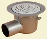 Sigyn DN 70 - Best. Nr. 711 8071 - Purus Badablauf Edelstahl mit Edelstahlrost, waagrechter Abgang