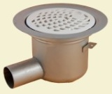 Sigyn DN 50 - Best. Nr. 711 8092 - Purus Badablauf Edelstahl mit Edelstahlrost, waagrechter Abgang